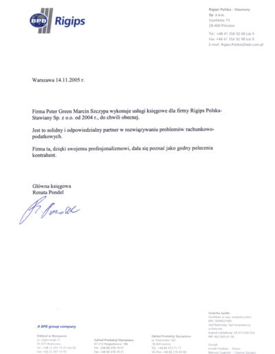 List referencyjny Peter-Green od Rigips