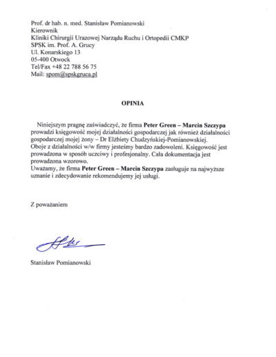 List referencyjny Peter-Green od